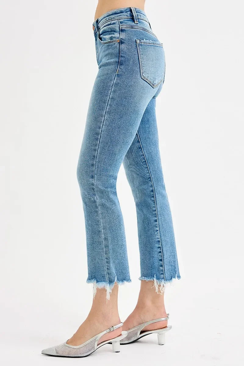 High Rise Crop Straight Slim Jeans Plus Size - Eva's Edition