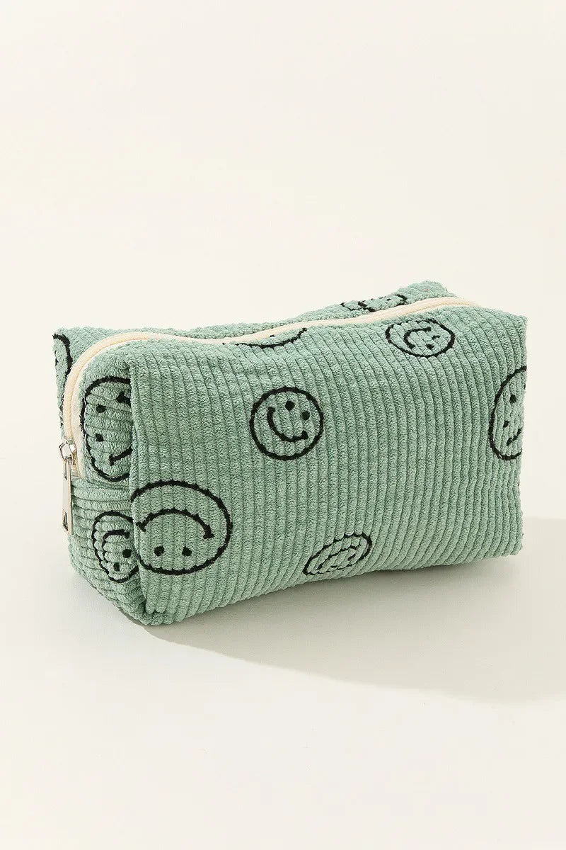 Zenana Smiley Face Corduroy Cosmetic Pouch - Eva's Edition
