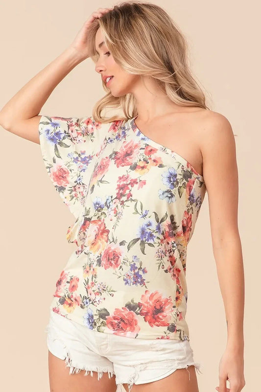 Floral Printed Jersey Knit Ruffle Sleeve Top - Eva's Edition