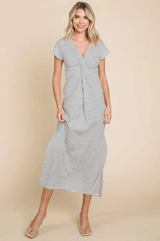 Culture Code Full Size Striped Twisted Detail Dress - Eva's Edition