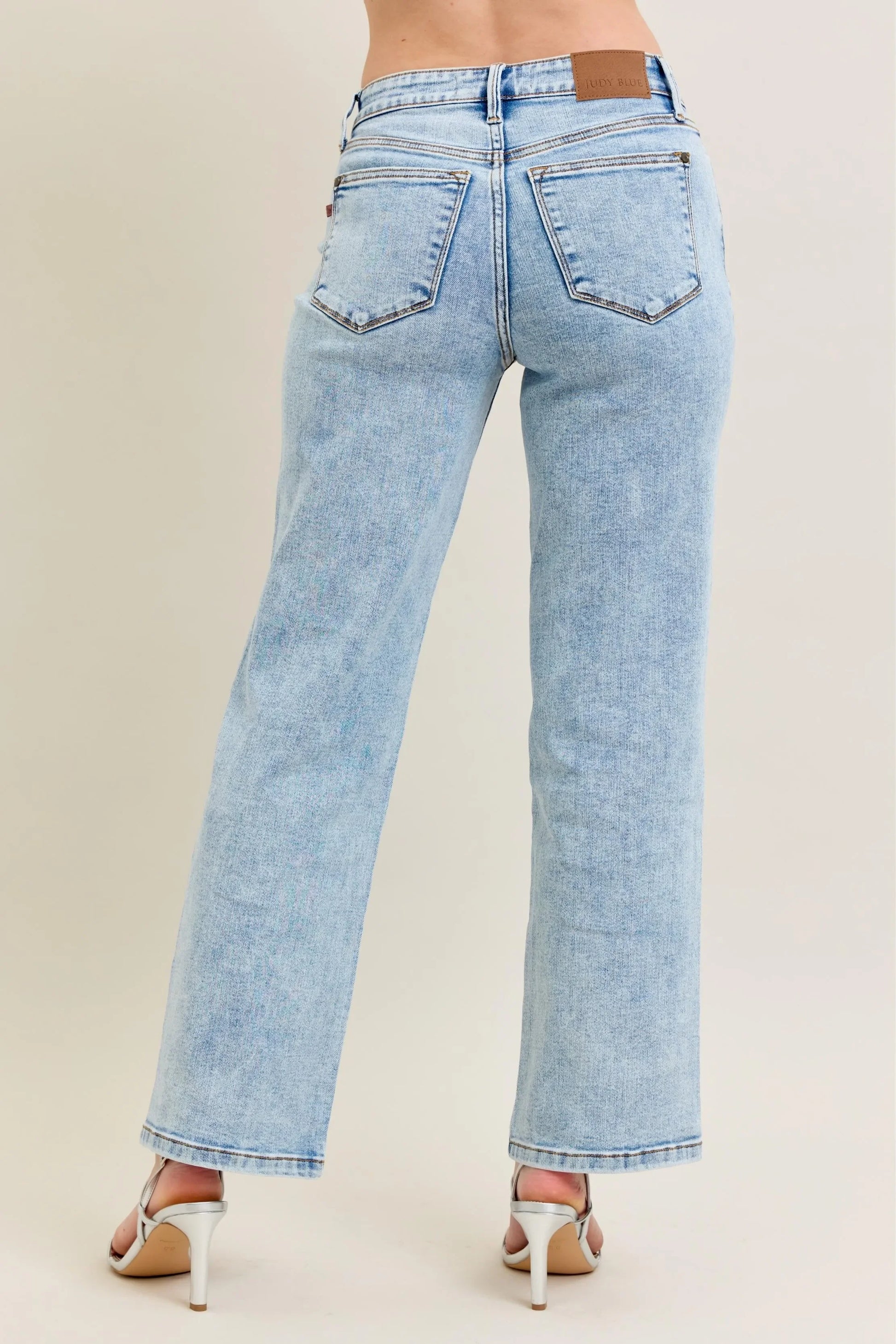 High Waist Stone Wash Straight Jeans - Eva's Edition