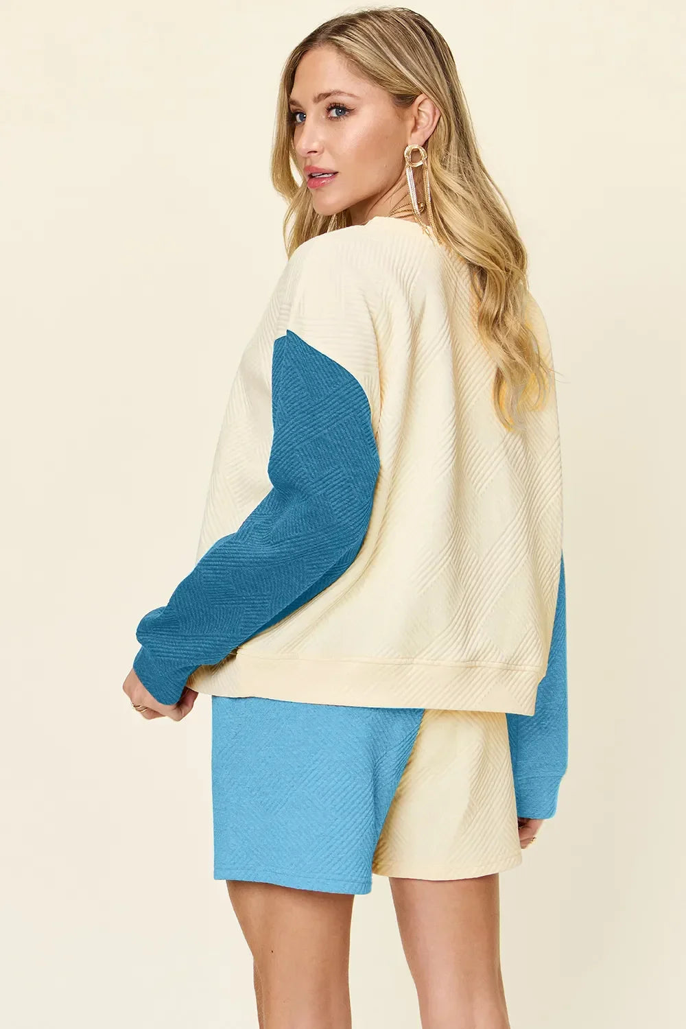 Contrast Drop Shoulder Top and Shorts Set - Eva's Edition