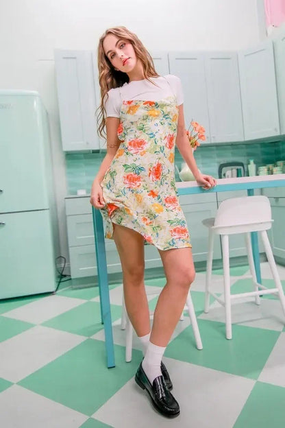 Cowl Neck Flirty Satin Mini Dress - Eva's Edition