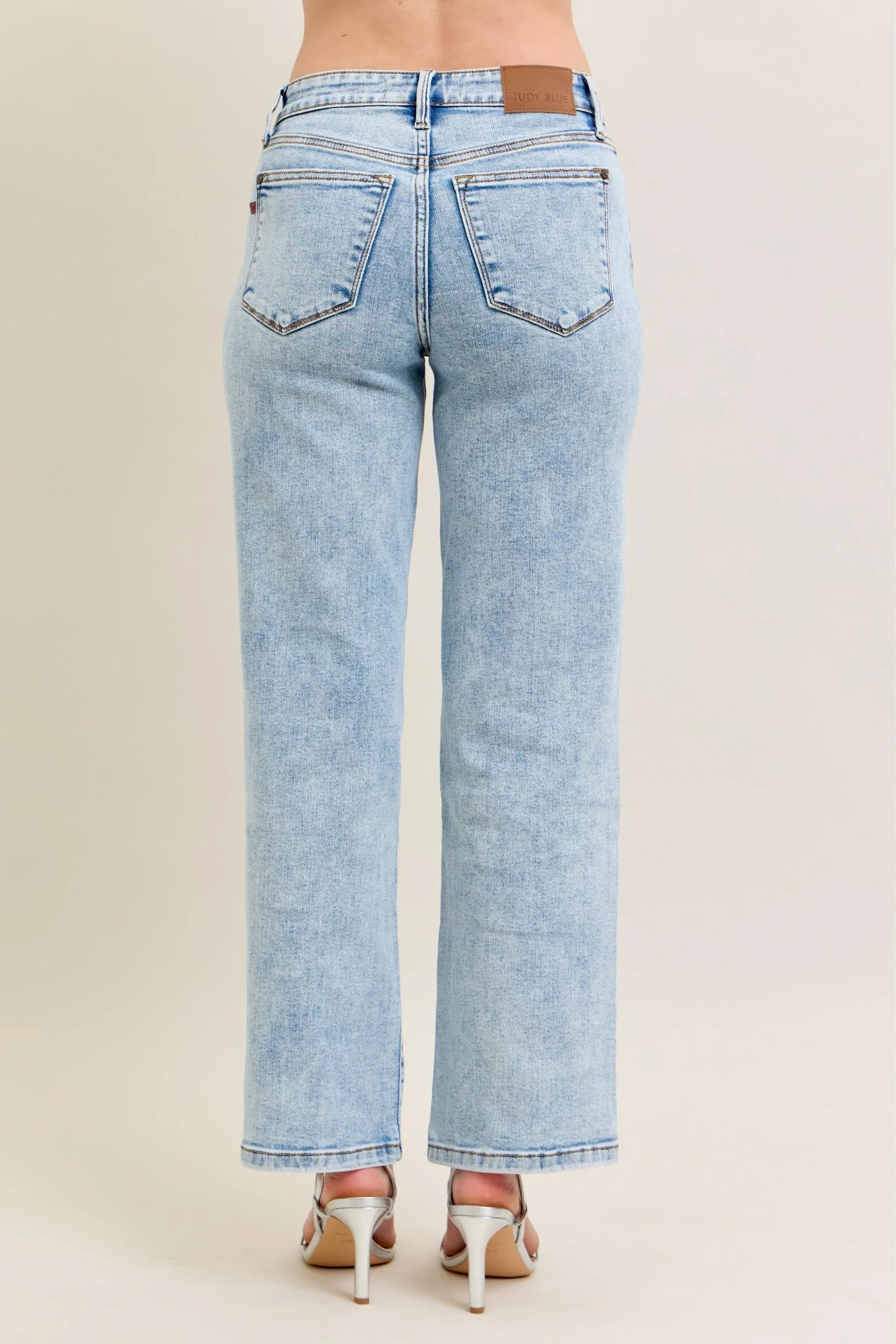 High Waist Stone Wash Straight Jeans - Eva's Edition