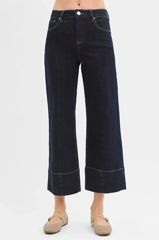 Tummy Control High Rise Crop Wide Seam Detailed Jeans - Eva's Edition