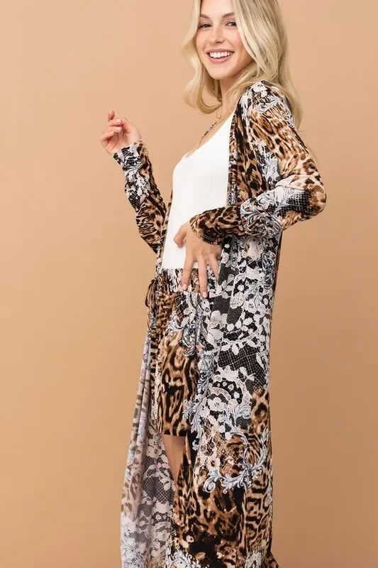 Animal Print Kimono and Shorts Set - Eva's Edition