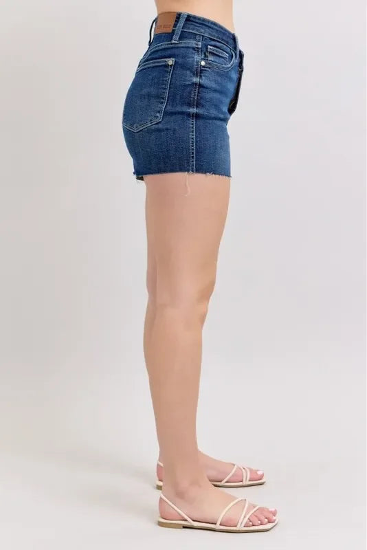 High Waist Criss-Cross Waistband Denim Shorts - Eva's Edition