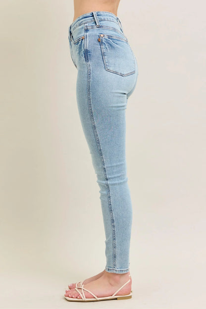 Tummy Control Vintage Wash Skinny Jeans Plus Size - Eva's Edition