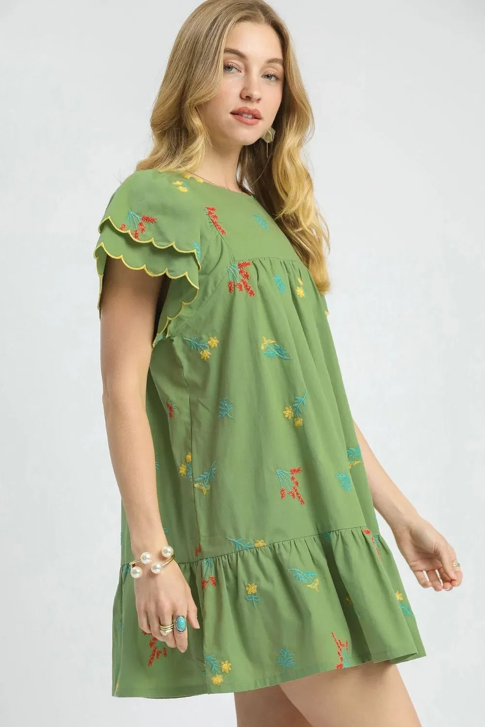 Floral Embroidered Short Sleeve Mini Dress - Eva's Edition