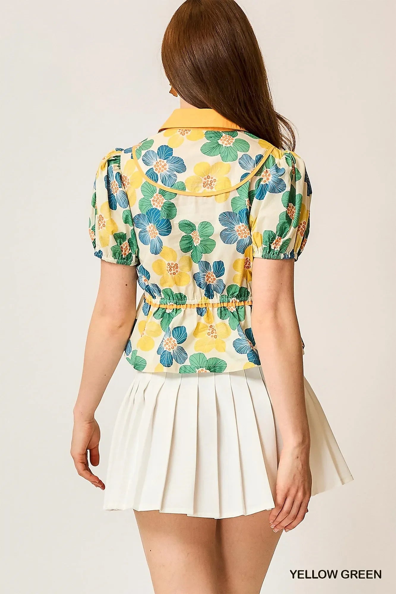 Floral Print Puff Sleeve Cropped Blouse - Eva's Edition