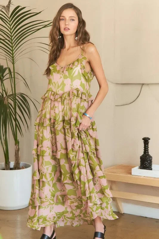 Ruffled Tiered Scoop Neck Cami Dress - Eva's Edition