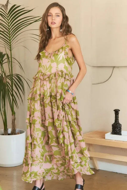 Ruffled Tiered Scoop Neck Cami Dress - Eva's Edition