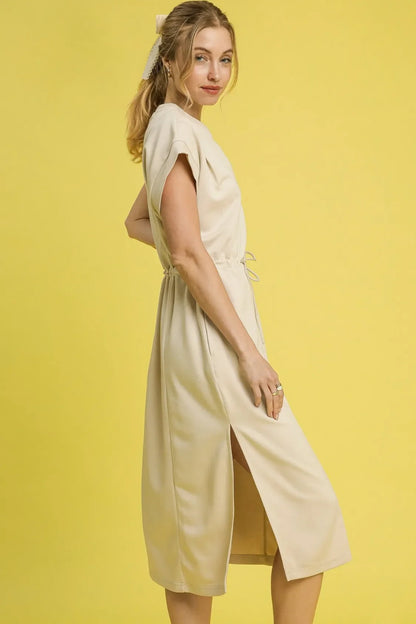 Side Slit Short Sleeve Midi Tee Dress - Eva's Edition