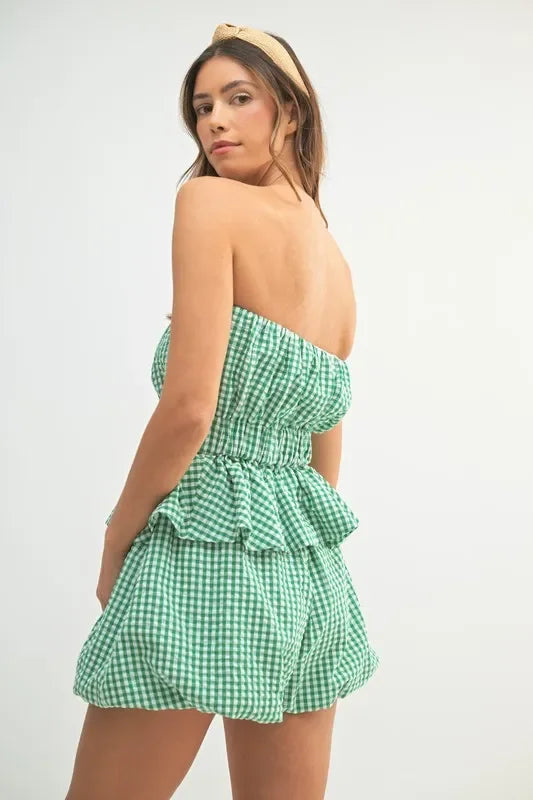 Gingham Tube Top and Shorts Set - Eva's Edition