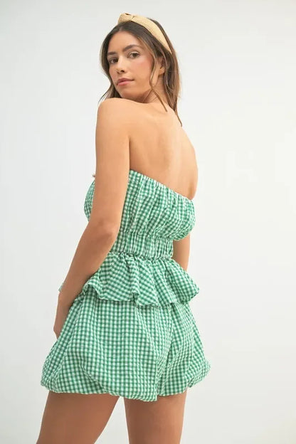 Gingham Tube Top and Shorts Set - Eva's Edition