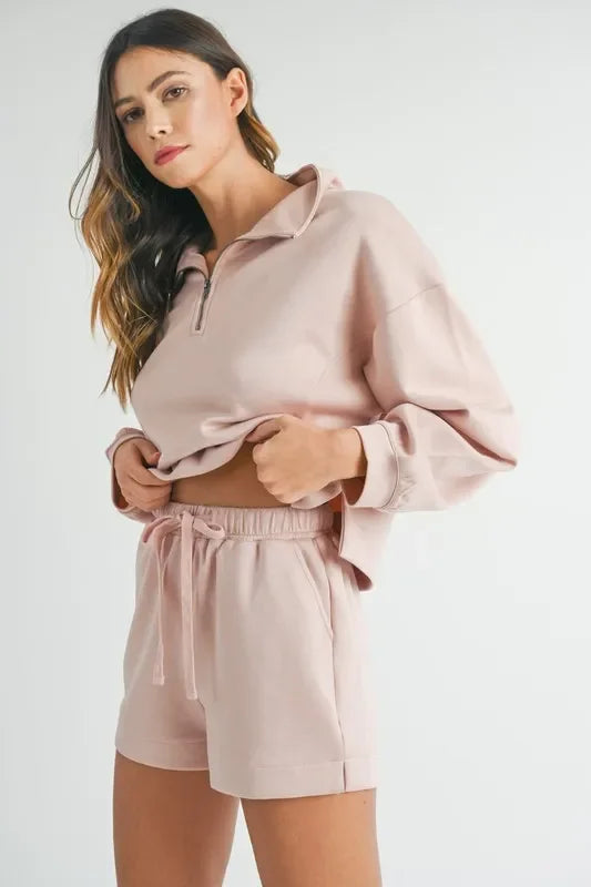 Half Zip Sweatshirt and Shorts Set - Eva's Edition