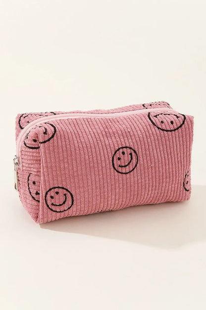 Zenana Smiley Face Corduroy Cosmetic Pouch - Eva's Edition