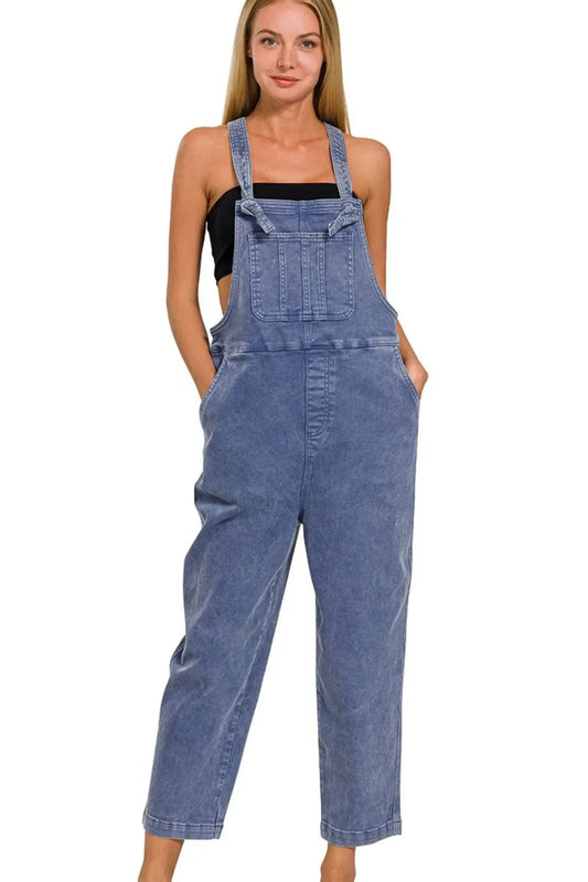Washed Knot Strap Relaxed Fit Overalls - Eva's Edition