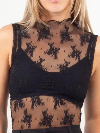 Lace Mock Neck Top - Eva's Edition