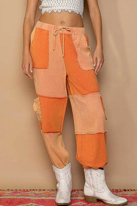 Drawstring Pocketed Contrast Jogger Pants - Eva's Edition