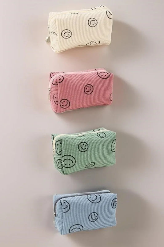 Zenana Smiley Face Corduroy Cosmetic Pouch - Eva's Edition