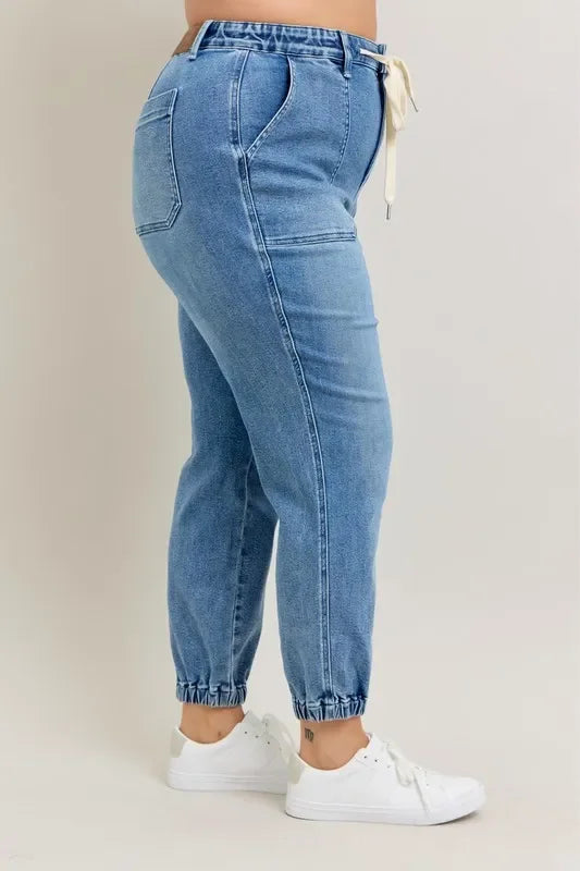 High Waist Denim Jogger Plus Size - Eva's Edition