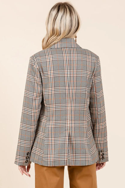 Plaid Double Breasted Relaxed Fit Blazer - Eva's Edition