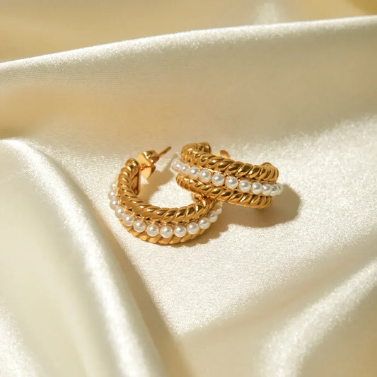 Pearl C-Hoop Earrings - Eva's Edition