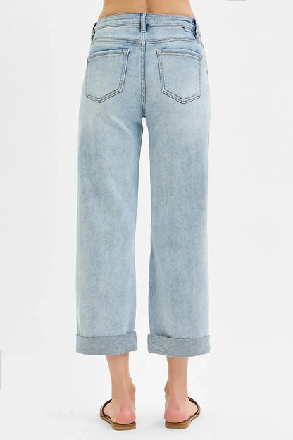 Mid Rise Fit Boyfriend Jeans with Cuff Plus Size - Eva's Edition