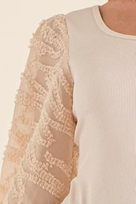 Textured Puff Sleeve Bodysuit - Eva's Edition
