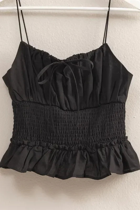 Poplin Smocked Waist Summery Cami Top - Eva's Edition