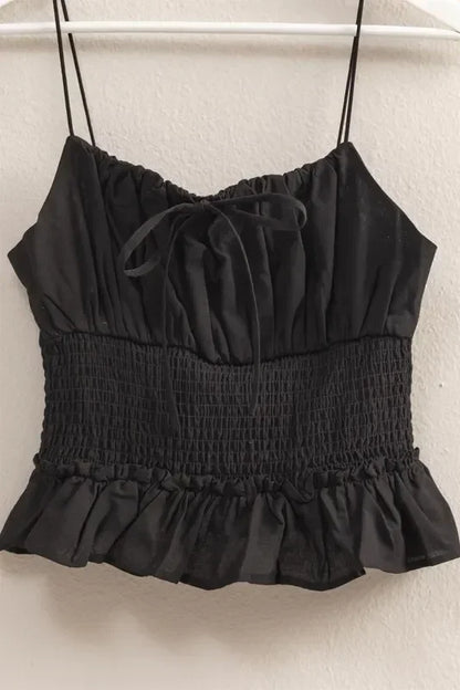 Poplin Smocked Waist Summery Cami Top - Eva's Edition