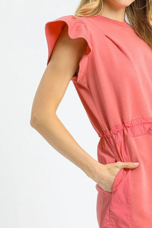 Ruffle Sleeve Drawstring Mini Dress - Eva's Edition