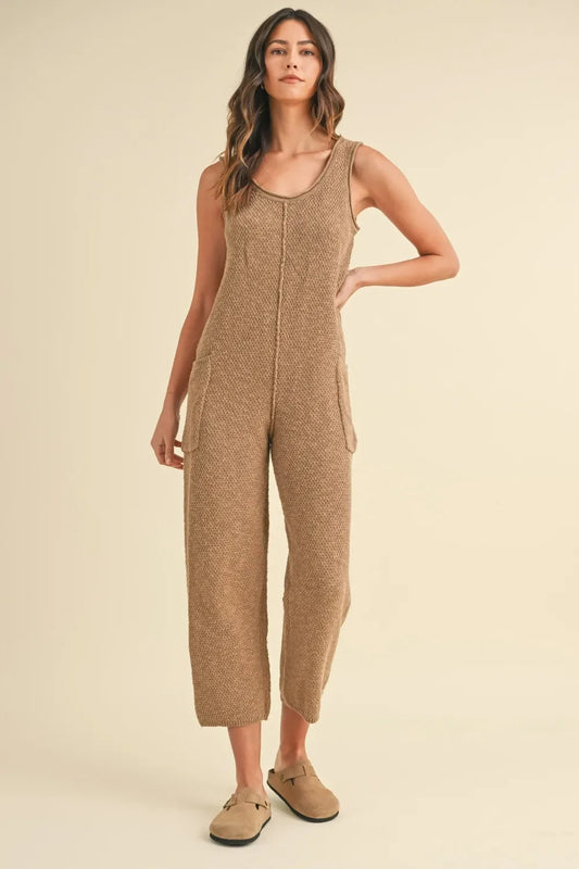 Sleeveless Knit Crop Jumpsuit with Pockets - Eva's Edition