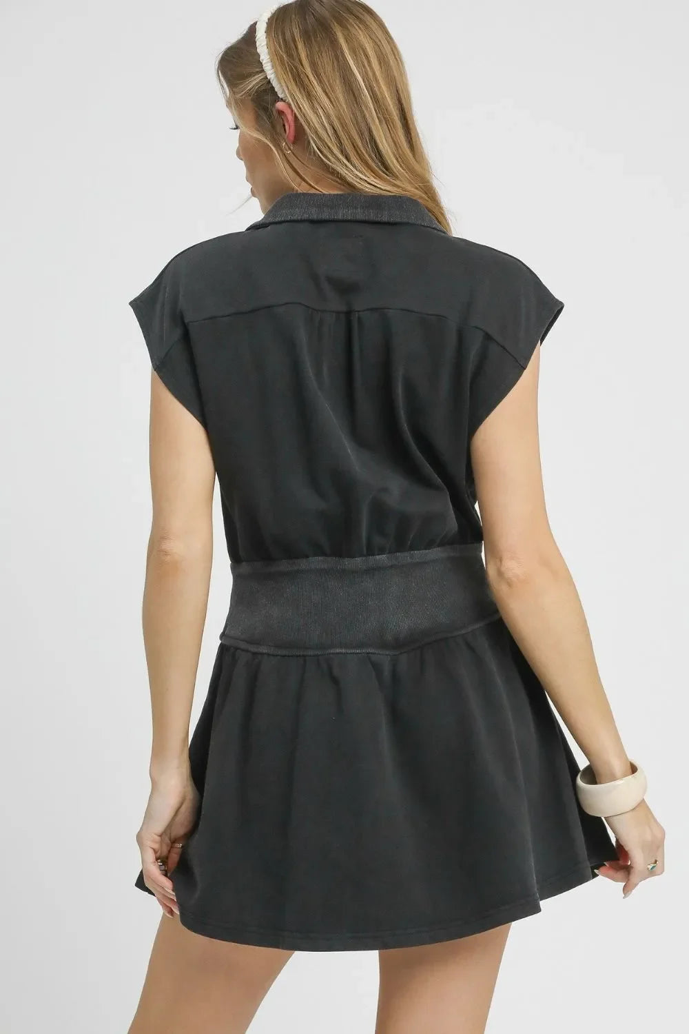 Zip Front Cap Sleeve Mini Dress - Eva's Edition