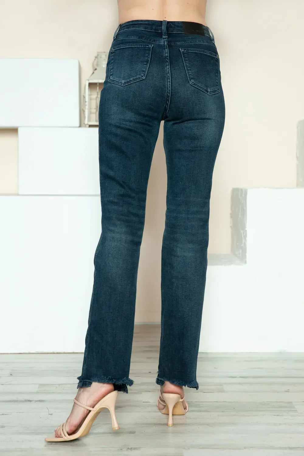 Button Fly Hem Destroy Straight Jeans - Eva's Edition