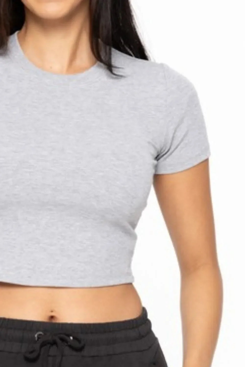 Micro-ribbed Cropped Athleisure Tee - Eva's Edition