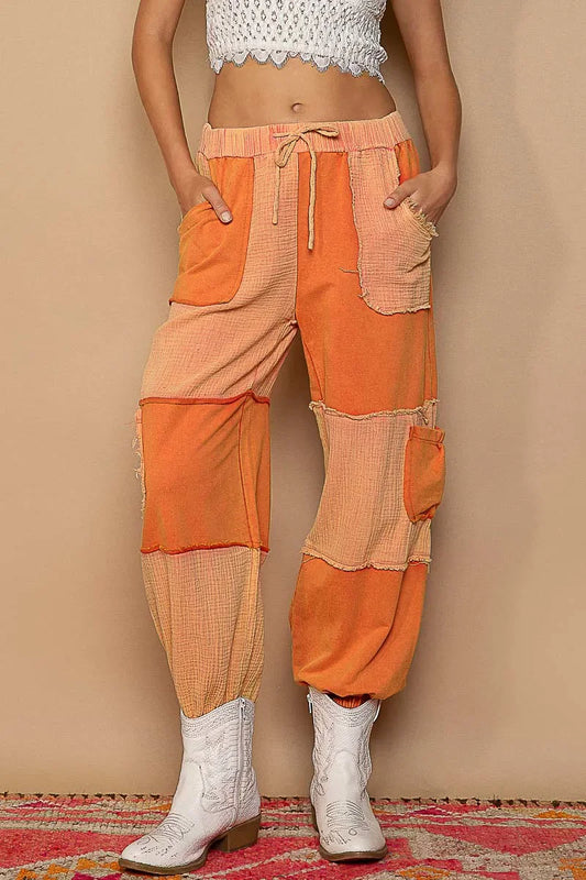 Drawstring Pocketed Contrast Jogger Pants - Eva's Edition