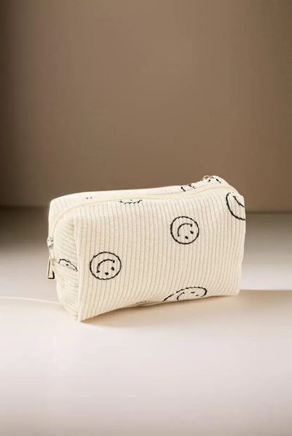 Zenana Smiley Face Corduroy Cosmetic Pouch - Eva's Edition