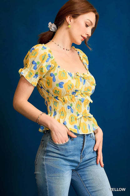 Floral Smocked Peplum Blouse - Eva's Edition