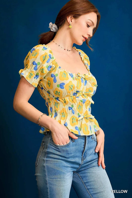 Floral Smocked Peplum Blouse - Eva's Edition
