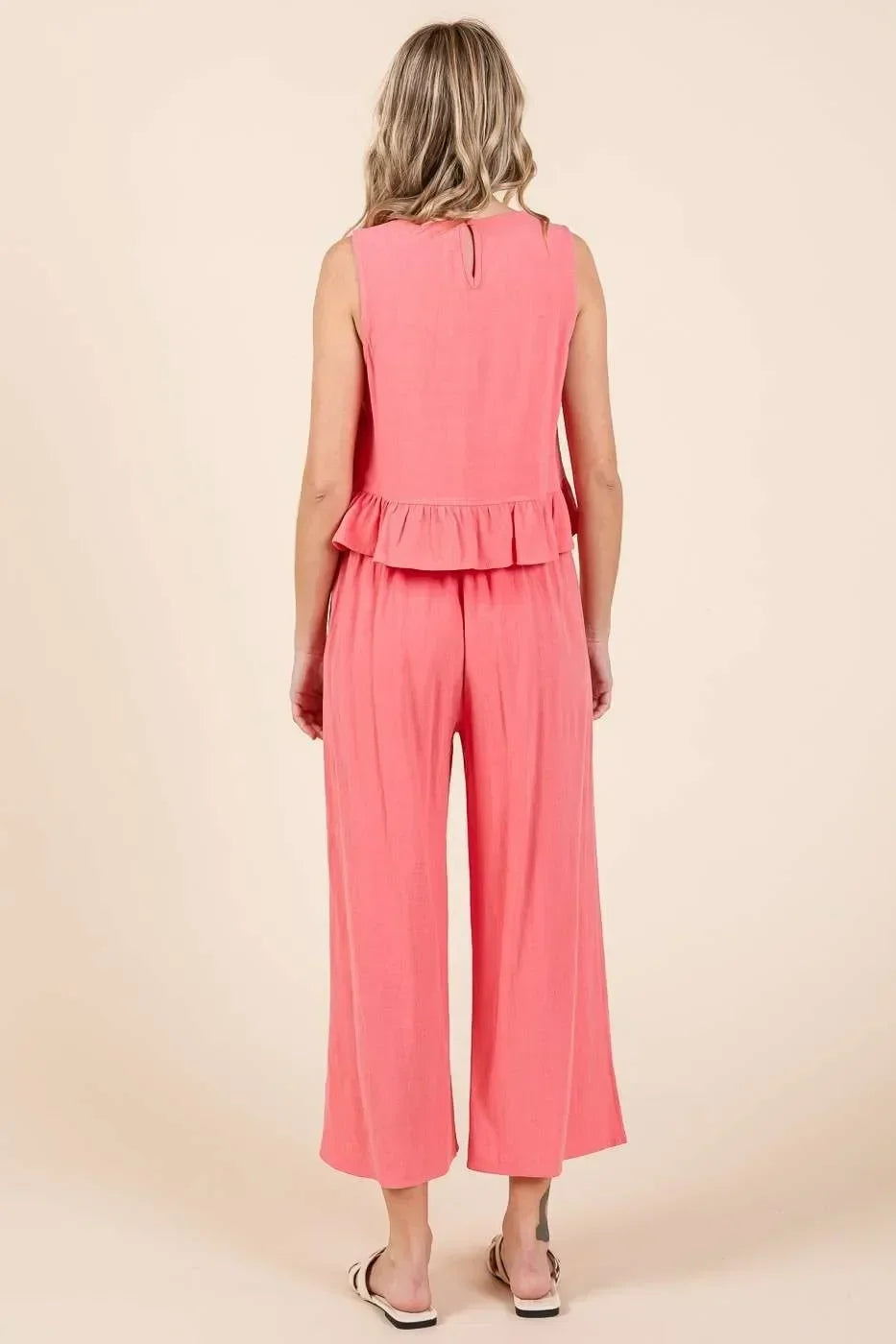 Linen Ruffle Tank Top and Pants Set - Eva's Edition
