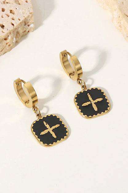 Plus Sign Square Shape Drop Earrings - Eva's Edition