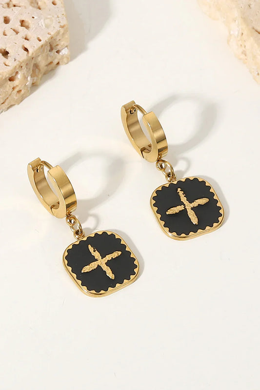 Plus Sign Square Shape Drop Earrings - Eva's Edition