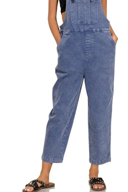 Washed Knot Strap Relaxed Fit Overalls - Eva's Edition