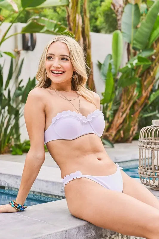 Frill Trim Bandeau Bikini Swim Set - Eva's Edition