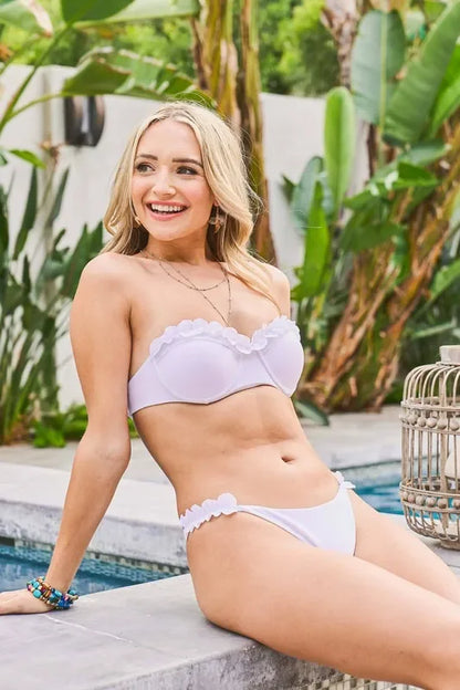 Frill Trim Bandeau Bikini Swim Set - Eva's Edition
