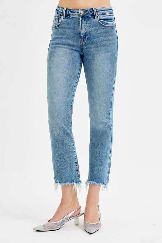 High Rise Crop Straight Slim Jeans Plus Size - Eva's Edition