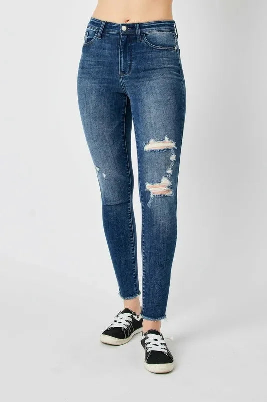 High Waist Distressed Skinny Jeans - Eva's Edition