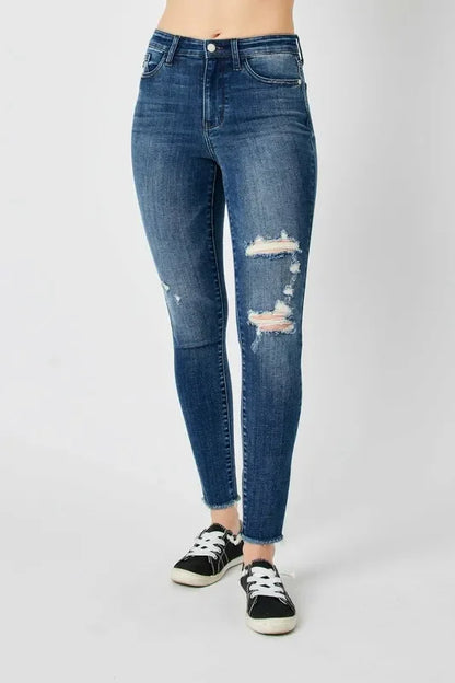 High Waist Distressed Skinny Jeans - Eva's Edition